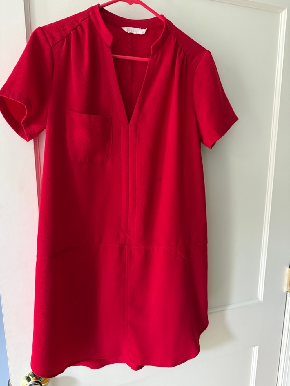 Lush Red Short-Sleeve V-Neck Tunic